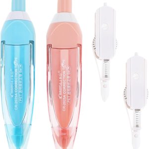 2Pcs Correction Tape, Whiteout Pen Set with Retractable White Out Tape Refills Instant Correction Tape Refillable Tape Roller for Office Home School Stationery Supplies(Blue, Pink)