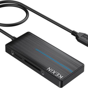 KEXIN USB Hub 3.0 Ultra Slim USB Splitter 3 USB 3.0 Port USB Multipot Adapter with Card Reader 2ft Cable USB Extender Hub for HDD, USB Flash Drive, Keybord, Surface Pro (USB A Port)