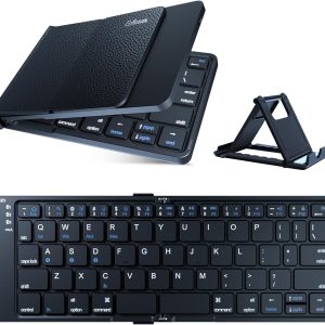 Protable Folding Wireless Keyboard,Foldable Bluetooth Keyboard for Business and Travel,USB-C Rechargeable,Multi-Device for iOS Android Windows Mac,Smartphone Tablet and Laptop,Pocket size,BLACK
