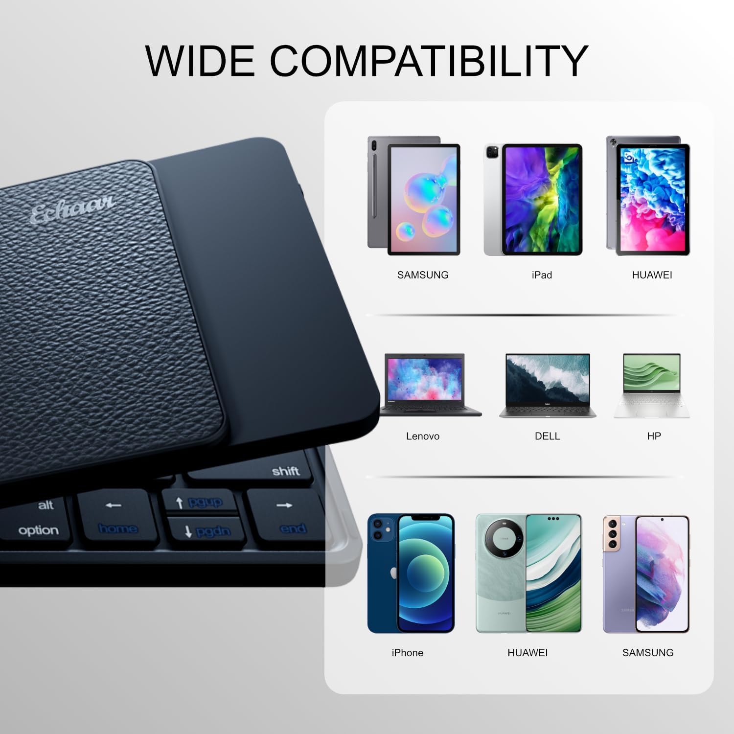 Protable Folding Wireless Keyboard,Foldable Bluetooth Keyboard for Business and Travel,USB-C Rechargeable,Multi-Device for iOS Android Windows Mac,Smartphone Tablet and Laptop,Pocket size,BLACK - Image 2