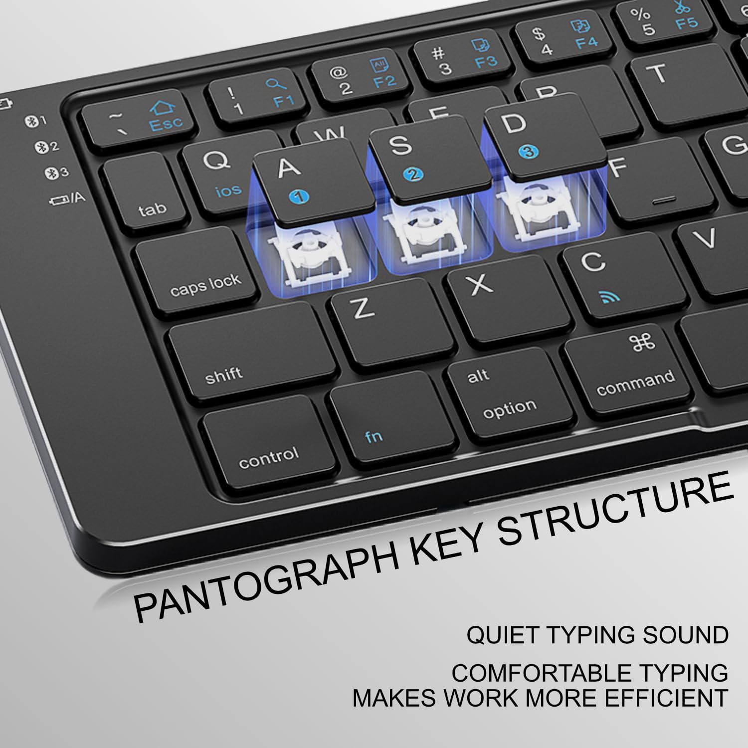 Protable Folding Wireless Keyboard,Foldable Bluetooth Keyboard for Business and Travel,USB-C Rechargeable,Multi-Device for iOS Android Windows Mac,Smartphone Tablet and Laptop,Pocket size,BLACK - Image 5