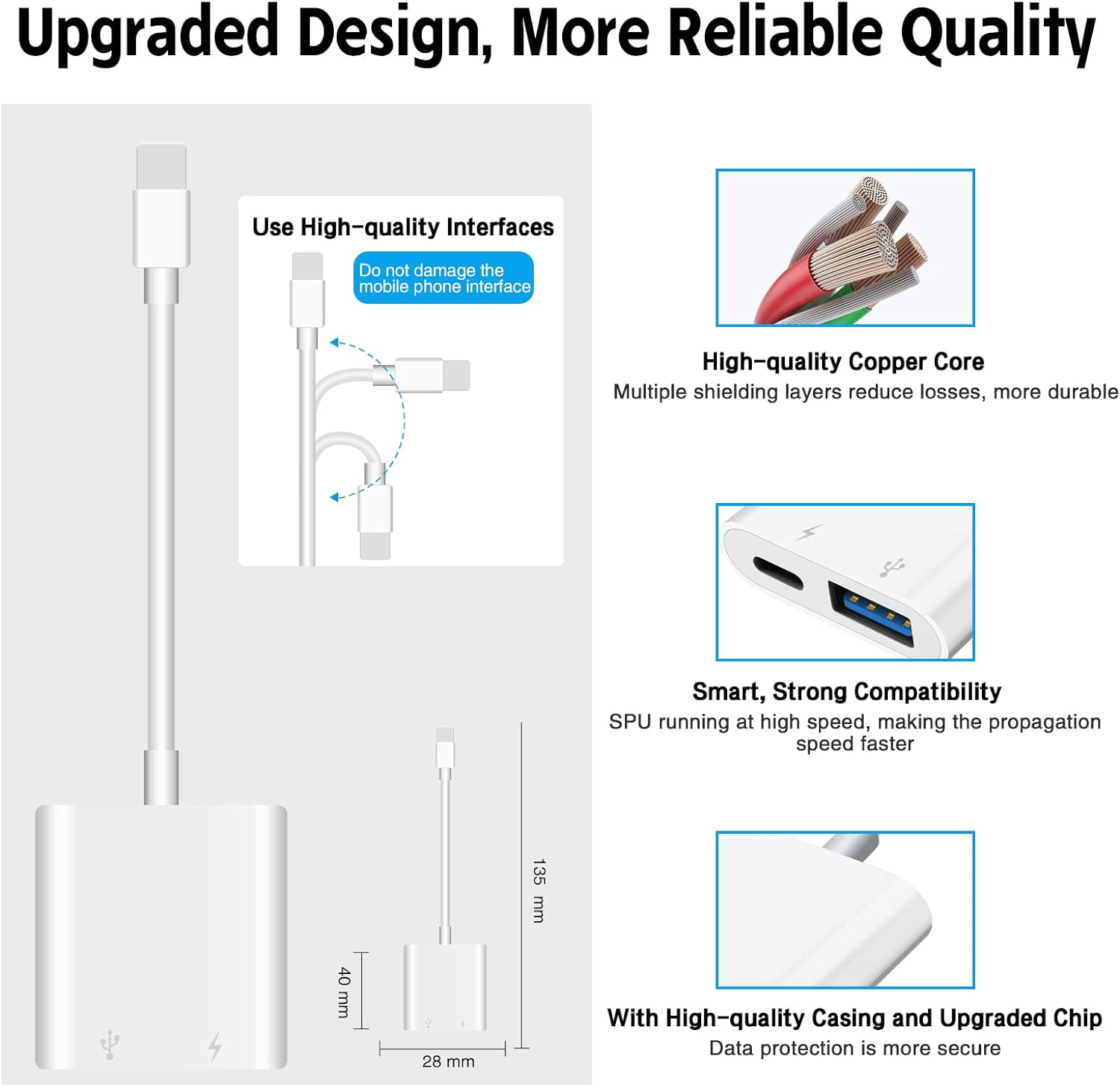 SUNTRSI USB Camera Adapter, USB Female OTG Adapter for iPhone iPad, Portable USB Adapter for iPhone with Charging Port, No Application, Plug and Play - Image 5