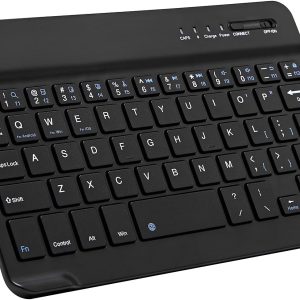 Ultra-Slim Bluetooth Keyboard Portable Mini Wireless Keyboard Rechargeable for Apple iPad iPhone Samsung Tablet Phone Smartphone iOS Android Windows (7 inch Black)
