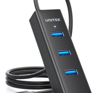Unitek 4-Port USB 3.0 Hub, 4 Ft Long Cable USB Extension Multiple Port Splitter with Micro USB Charging Port Compatible for Windows PC, Laptop,Flash Drive,Wireless Mouse Keyboard 1.2 M - Black