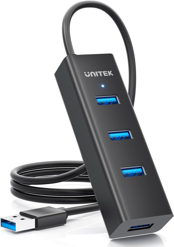 Unitek 4-Port USB 3.0 Hub, 4 Ft Long Cable USB Extension Multiple Port Splitter with Micro USB Charging Port Compatible for Windows PC, Laptop,Flash Drive,Wireless Mouse Keyboard 1.2 M - Black