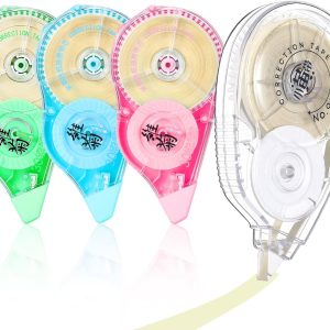 Zonon 4 Pieces Correction Tape Cream Color Beige Corrective Tape Eraser 100 Feet Long for School Office Supplies Crafting, Note Taking, Journal, Case Color May Vary